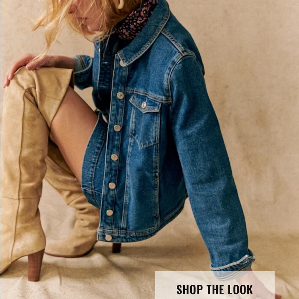 Sezane Wilfrield Blue Jean Jacket Classic Denim Style